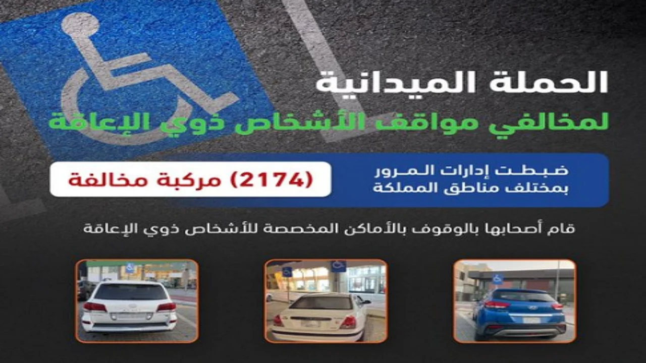 أماكن ذوي الإعاقة خط أحمر.. المرور يضبط أكثر من 2000 مركبة مخالفة